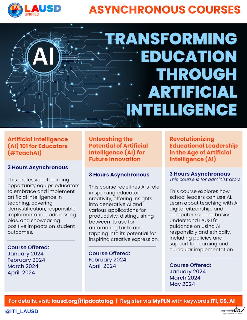 Asynchronous Artificial Intelligence Professional Learning Flyer